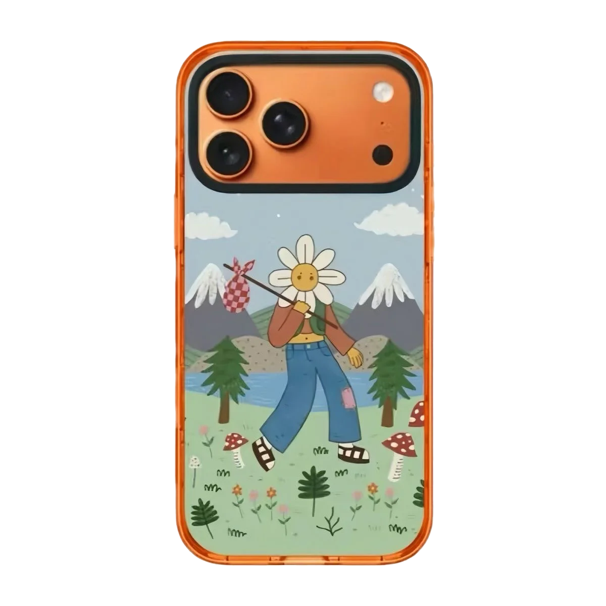 حافظة مغناطيسية من Creative Flower People Orange Border: متوافقة مع iPhone 17 16 15 14 13 12 Pro Max 17 Air