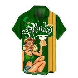 St Patricks Day Shirt For Men 3d Full Print Button Down Hawaiian Beach Shirts Summer Casual Short Sleeve Tees Shirts & Blouses