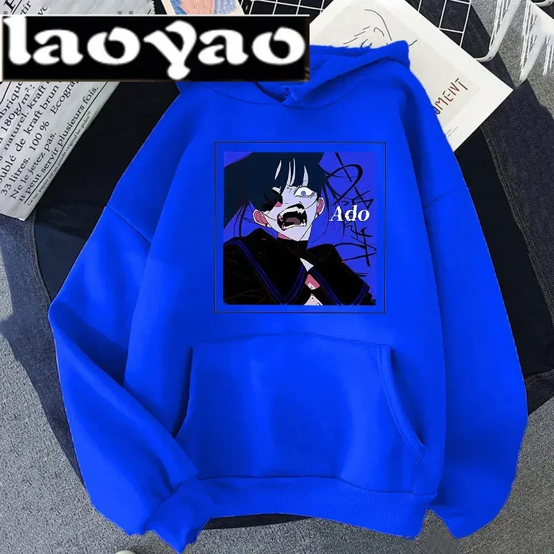 

Ado Hoodie Cartoons Printed Women Hoody Crewneck Fleece Sweatshirt Casual Kawaii Clothes Fashion Pocket Fleece Female Streetw