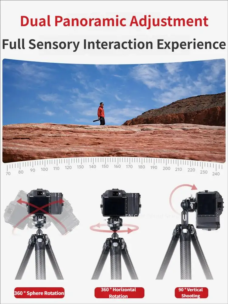 Falcam Treeroot Quick Lock Travel Tripod One Hand and All Terrain Use Carbon Fiber Panoramic Photography Tripod for Sony Canon
