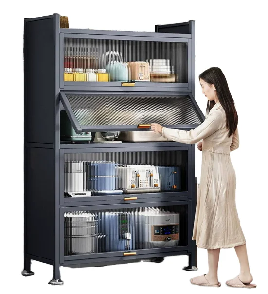 Rust-proof Heavy Duty Kitchen Storage Cabinet with Adjustable Shelves and Rack Easy to Assemblepromote sales