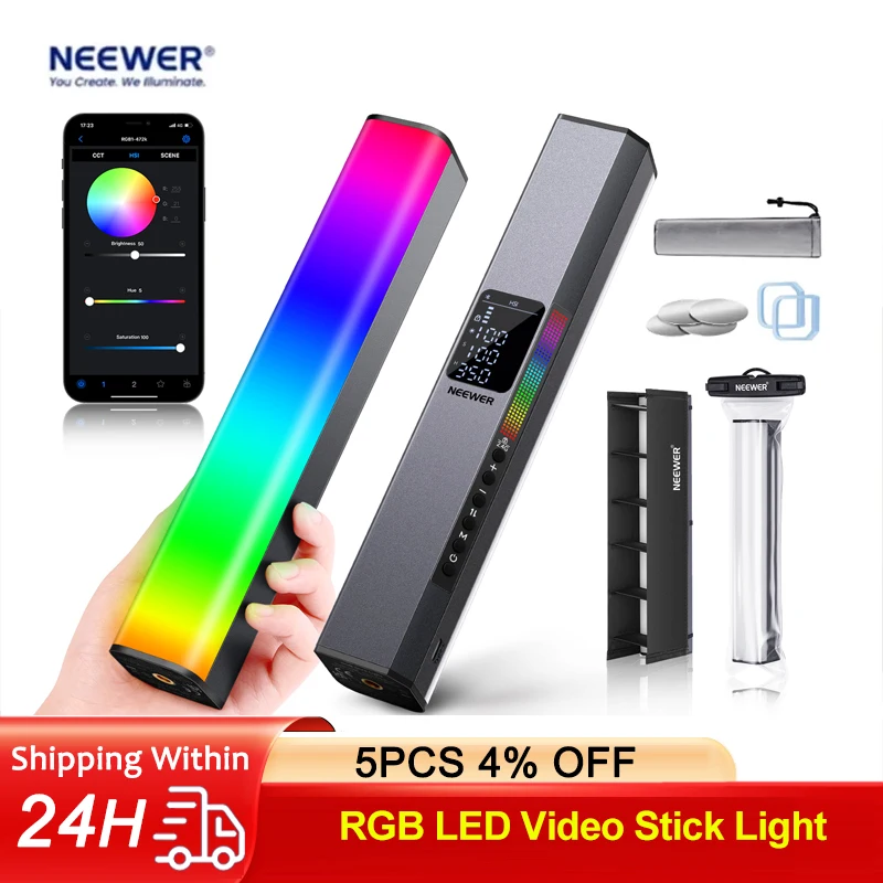 

NEEWER RGB1 Magnetic Handheld Light Stick Dimmable 3200K-5600K LED Video Photography Lighting Wand with APP Control