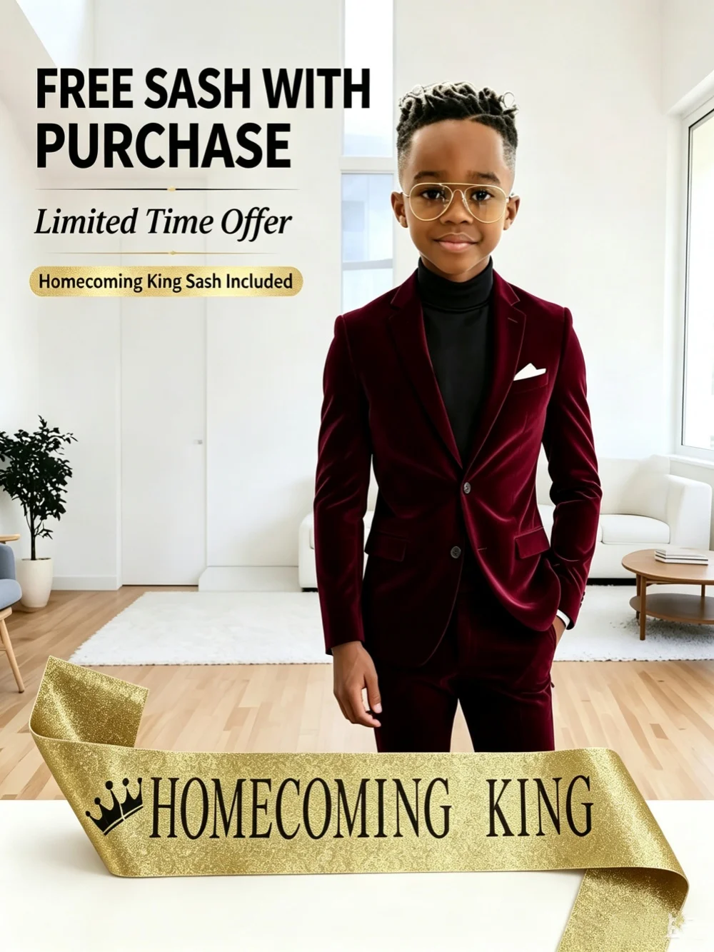 Boys Velvet Homecoming Suit Set 2 Pieces Host Costumes Notched Lapel Kids Formal Suits Wedding Guest Clothes Plus Size Tuxedo