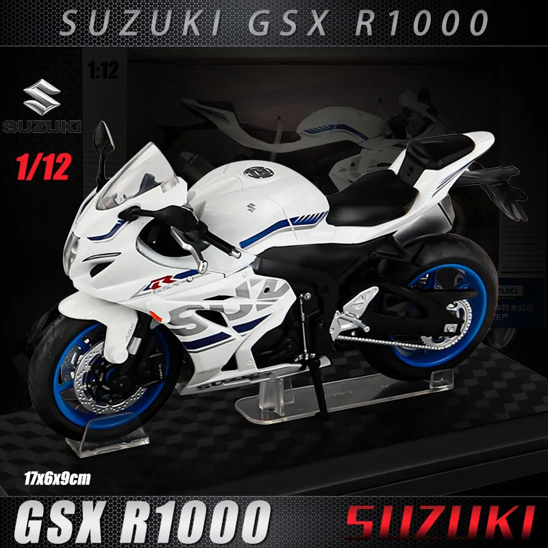 โมเดลรถมอเตอร์ไซค์ GSX-R1000ทำจากอัลลอยของ1:12สำหรับเด็กผู้ชายของขวัญวันเกิดของสะสมในรถ