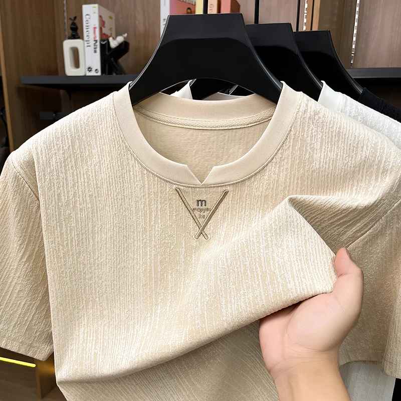 Luxusmarke Sommer Kurzarm T-Shirt Neue Buchstaben Stickerei Komfort Einzigartige Rundhalstop Jugend Mode Freizeit Herrenkleidung