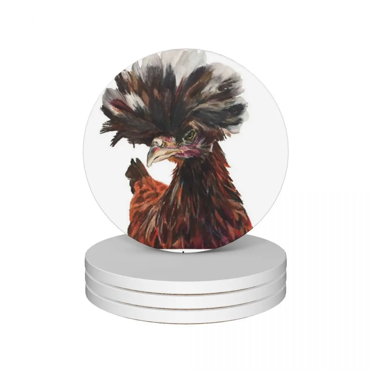 

Disco Mo, the Polish Hen Ceramic Coasters (Set of 4) table decoration and accessories cute set flower funny Coasters