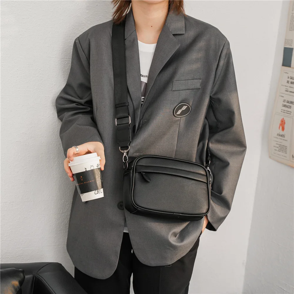 Luxuriöse Herren-Umhängetasche, Modische Rechteckige Schultertasche für Männer, Weiche Leder-Umhängetasche, Herren-Handtaschen, Sling-Messenger-Bags – Detail 2