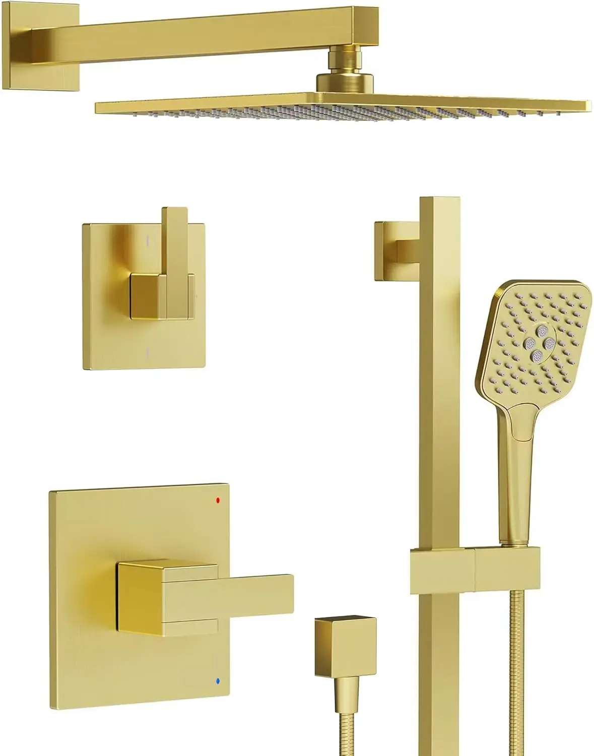 

Shower System with Slide Bar, Shower Faucet Set with 10-Inch Head, Rain Heads with Handheld Spray Combo , Wall