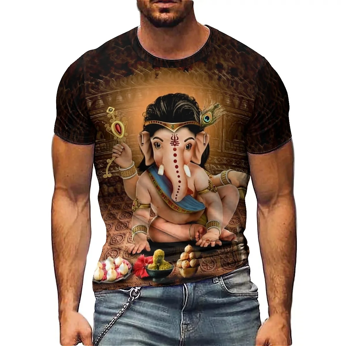 Designer's New Color-Block Splatter Men's 3D Printed Short-Sleeve T-Shirt - Loose Fit