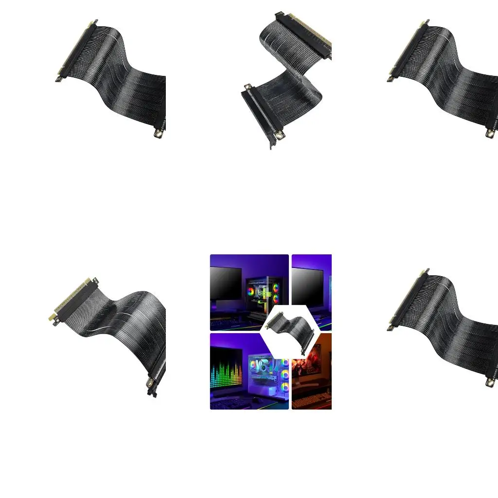 

Премиальный и тонкий PCIE5.0 x16 Удлинительный кабель с 180 -градусным параллельным направлением и высокой частотой для серверов