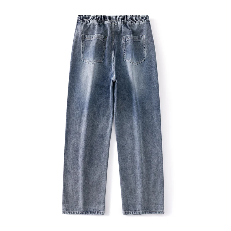 Primavera e autunno nuovi jeans da uomo High Street pantaloni a gamba larga pantaloni lavati con coulisse jeans larghi di tendenza