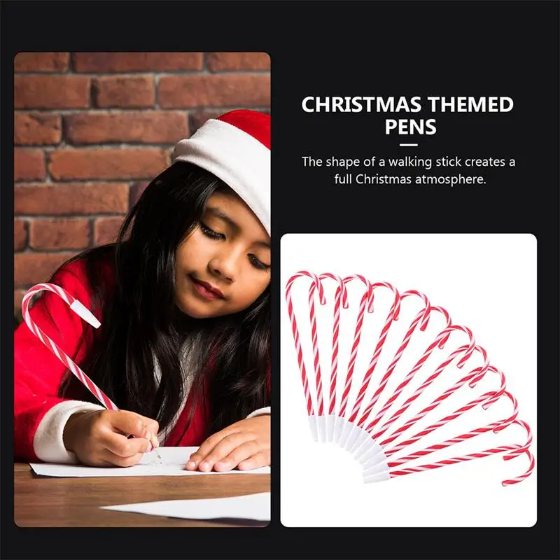 16 pezzi di penna a sfera con canna di Natale, inchiostro a tema natalizio, scrittura di caramelle, plastica portatile, unico, albero da lavoro, gel, regali