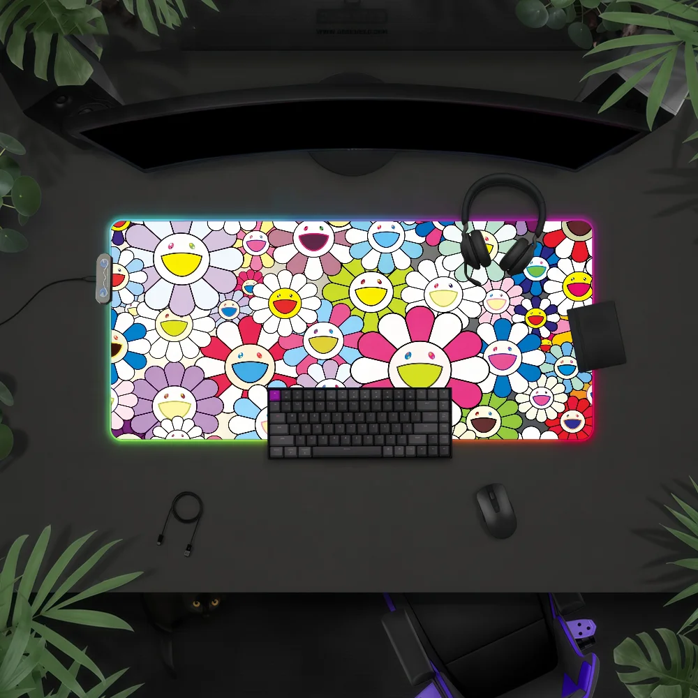 

Коврик для мыши Art T-Takashi M-Murakami-S с RGB LED-подсветкой, красочный, для игровой клавиатуры, нескользящий, водонепроницаемый, для стола