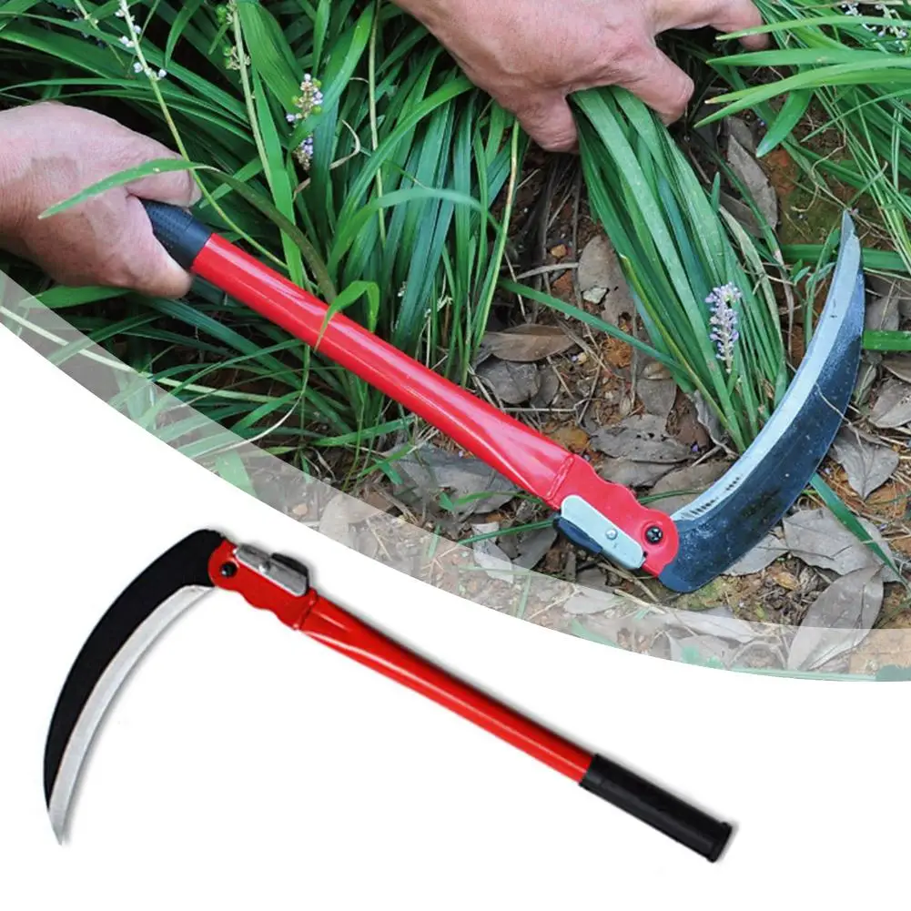 

Agricultural Long Handle Folding Sickle Cutting Wheat Weeding Scythe Lawn Sickle Mower Knife Gardening Garden Tool Grass Fa A4c5