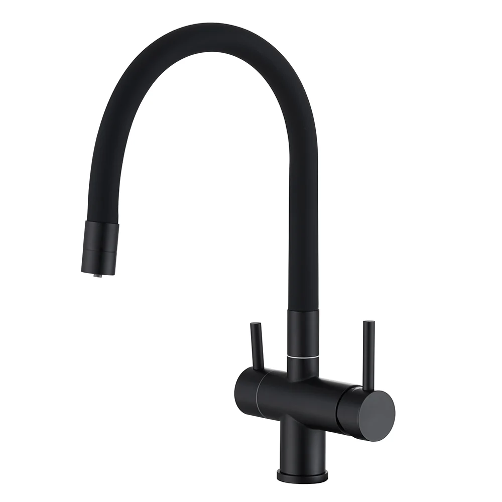 

Factory Wholesale Price UPC Certified Black 3-way Stainless Steel Lead-free Kitchen Faucet