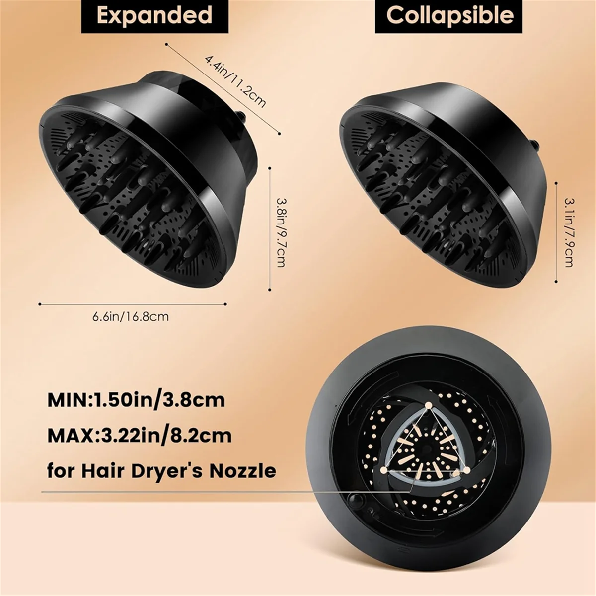 Hair Dryer Diffuser Universal Hair Diffuser Attachment for Fine Thick Curly Wave and Frizzy Hair Salon Tool with Clip