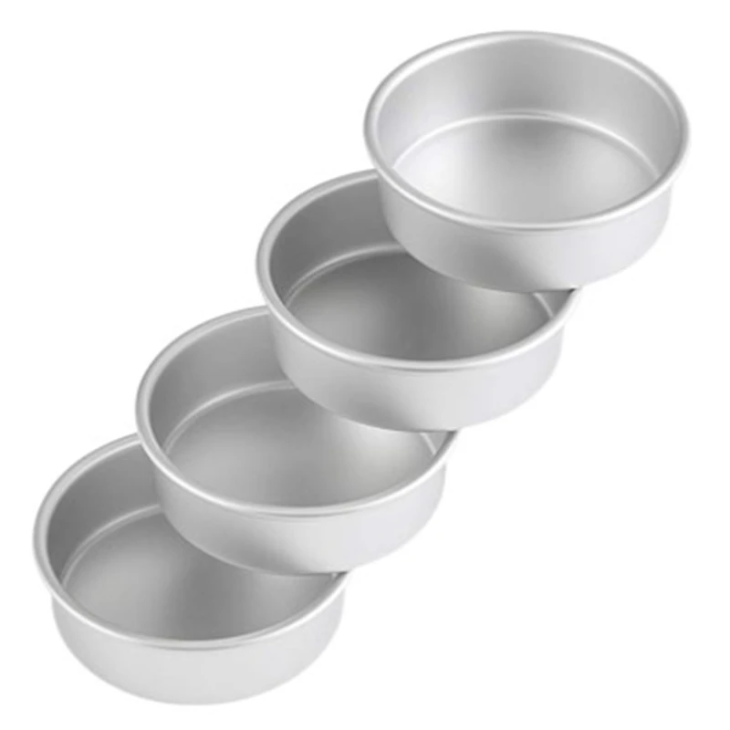 4 Inch Small Cake Pan Set of 4 Baking Round Cake Pans Tins Bakeware for Mini Cake Pizza Quiche Non Toxic & Healthy