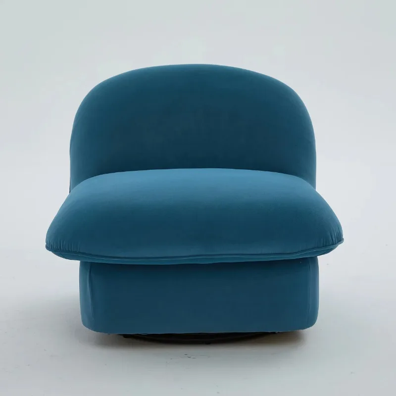 Modern velvet rotating single chair circular structure design plush interior durable adjustable metal legs