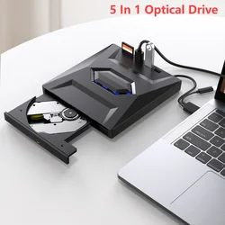 External DVD Drive Type-C USB 3.0 Ports Portable Slim Optical Drive Burner Reader Player Tray Type Portable For for Laptop PC