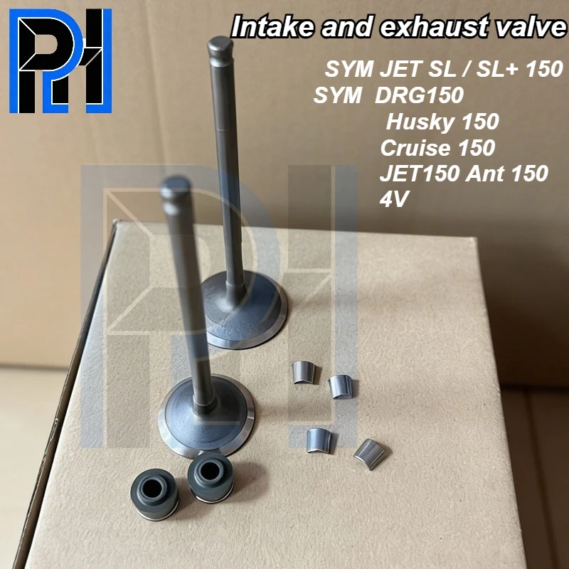 Válvula de escape y admisión de motor de motocicleta con placa de bloqueo de sello de aceite para SYM JETSL/SL 150 DRG150 Husky150 Cruise 150 JET/Ant 150 4V