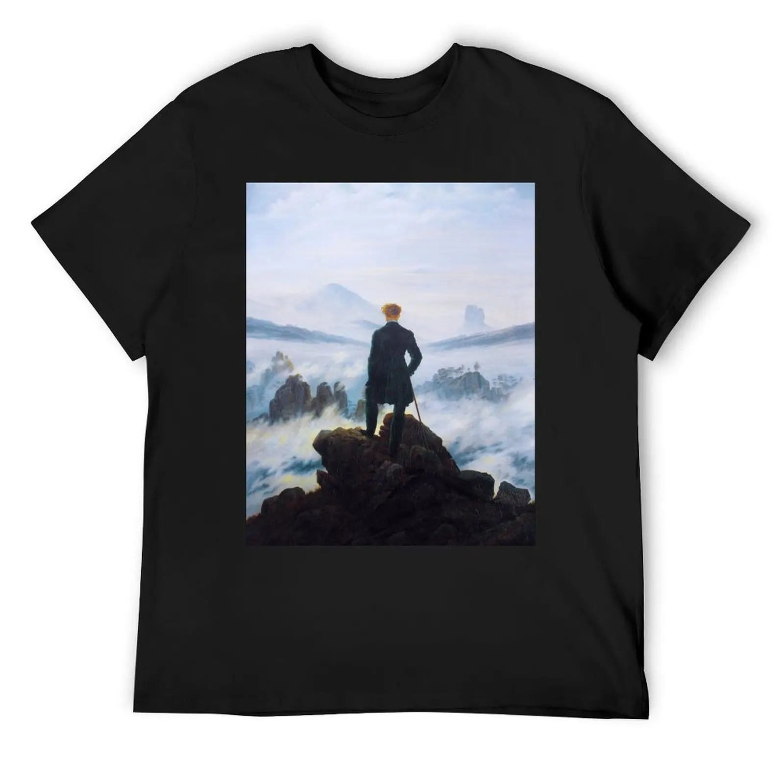 HD Caspar David Friedrich - Wanderer 1817 T-Shirt for a boy oversized graphic tee sports fans graphic tee shirt shirts men