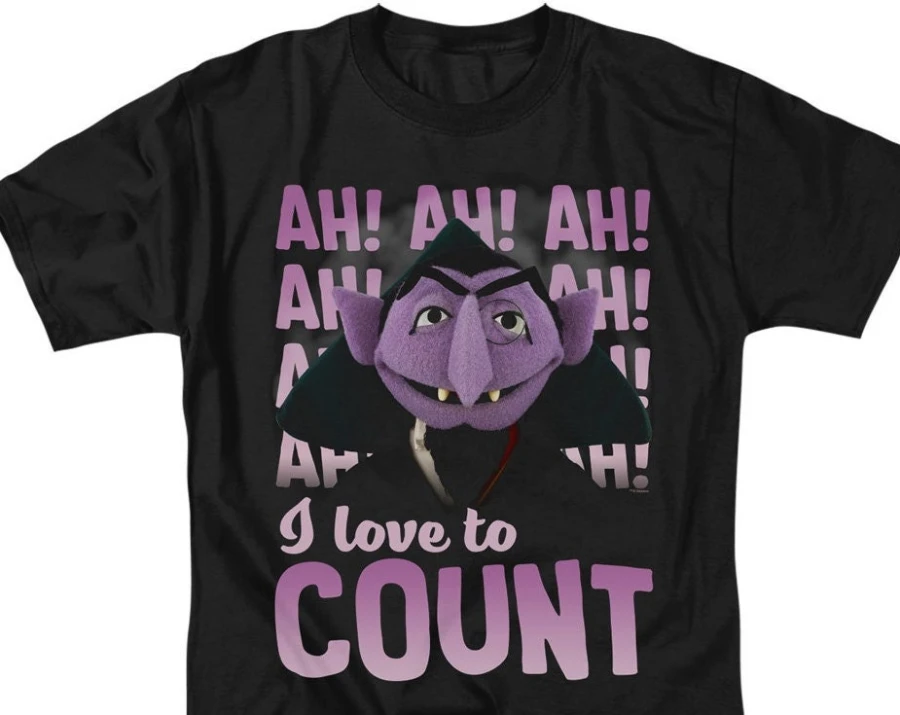 Sesame Street Count Von Count I Love to Count Black Adult Shirt Men Women Streetwear Oversized Loose Casual Summer