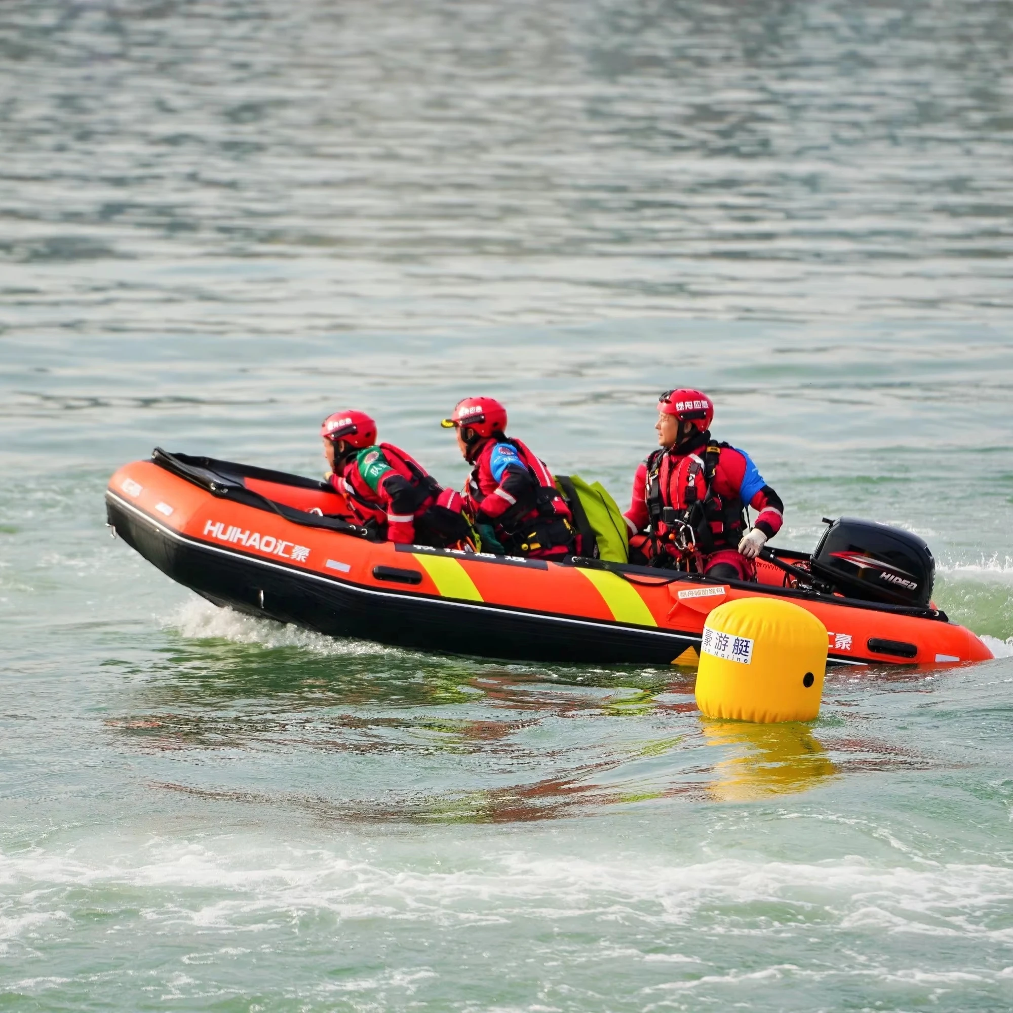 Hot Sale 8Persons Thickened PVC Folding Dinghy Rigid Inflatable Water Rescue Motor Rowing Sailing Yacht with Outboard Engine