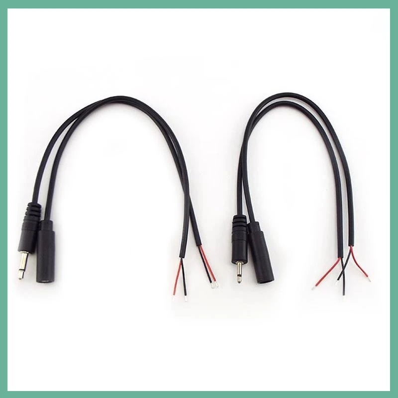 5pcs 2.5mm 3.5mm Mono Audio Line 2 Pin Wire Extension Cable Cord Male Female Connector Single Head Plug Jack for DIY Repair E3