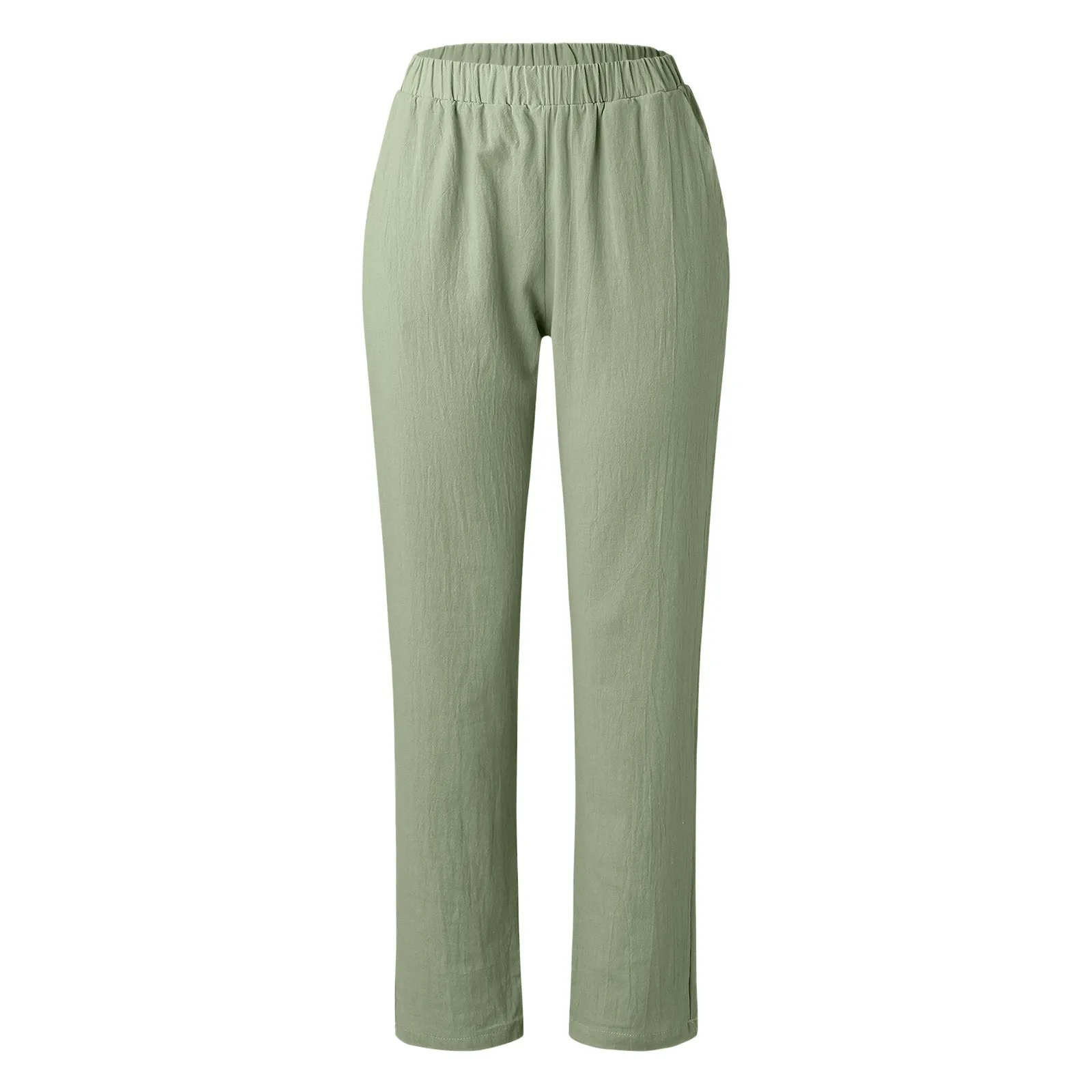 Pantalon Sarouel en Coton et Lin pour Femme, Vêtement de Travail Décontracté, Élégant, Couleur Unie, Été, 2024