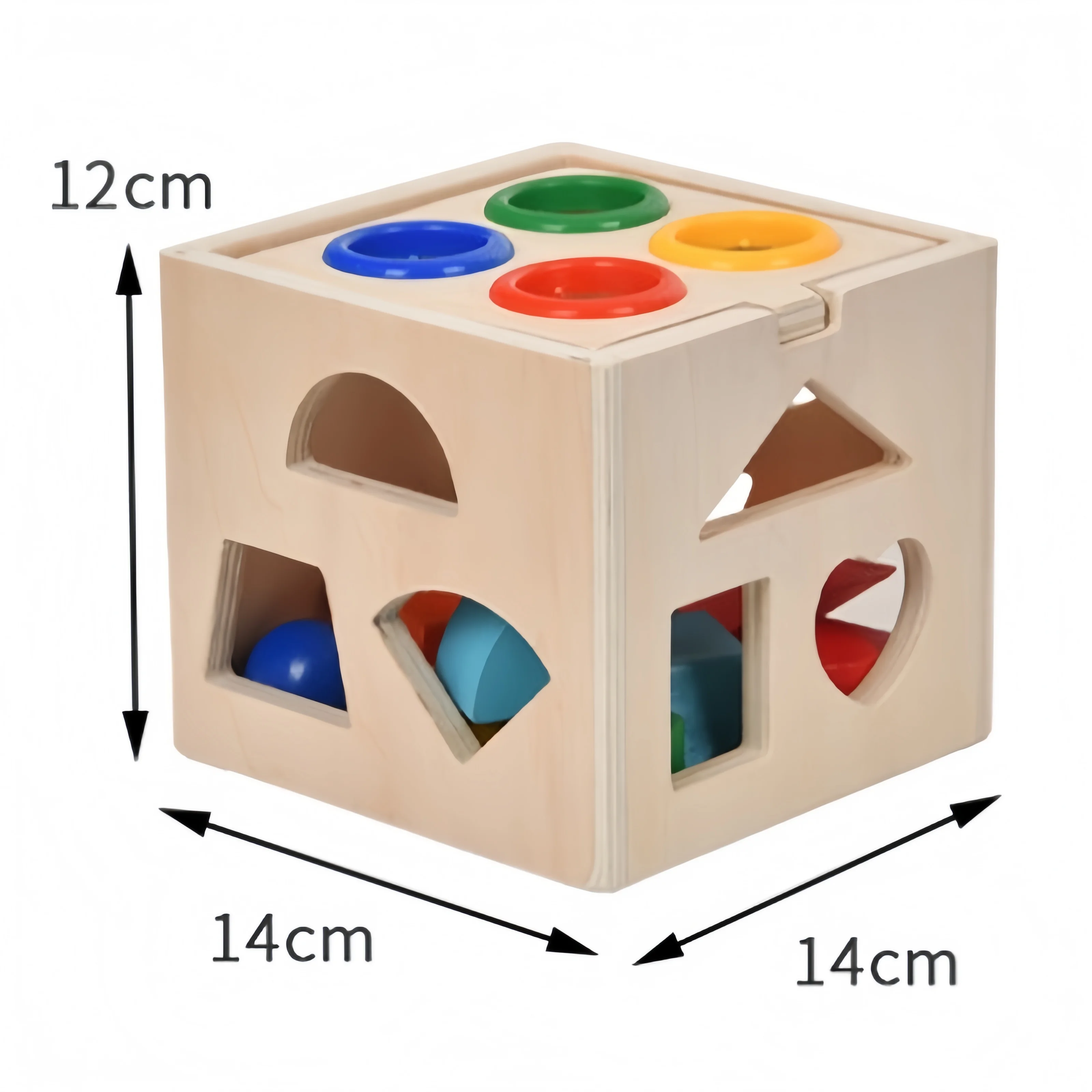 Montessori Intelligence Matching Box Geometric Shapes 3D Puzzle Early Education Three-Dimensional Wooden Paired Building Block