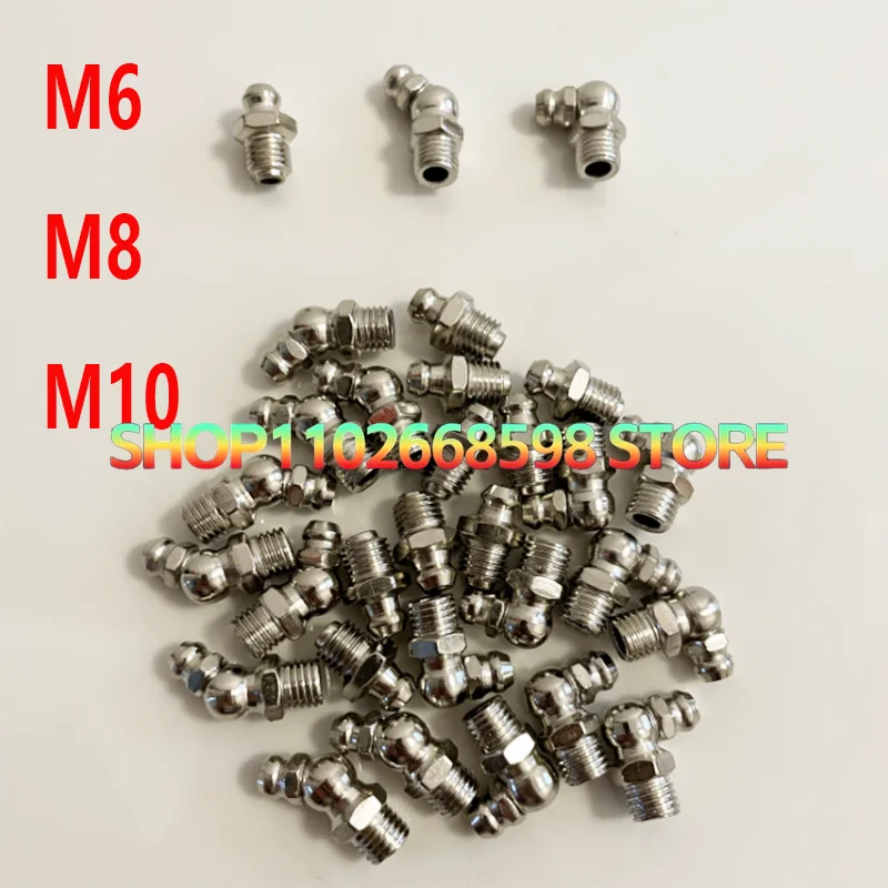 

Ниппель для смазки из нержавеющей стали M6 M8 M10, метрическая наружная резьба, прямой коленчатый тип, масляный фитинг Zerk для смазочного пистолета