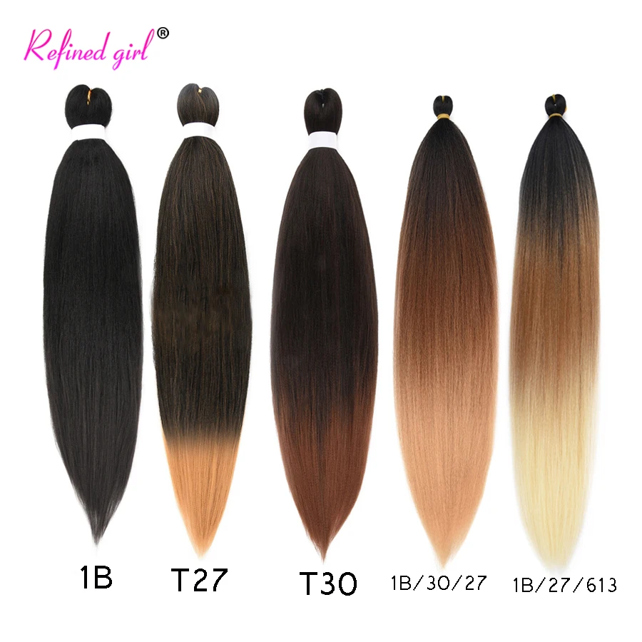 Synthetic Fiber Bluk for Jumbo Braids Box Braid Crochet hair Ombre Color EZ Braiding Hair Extensions for Black Woman Girls Brown