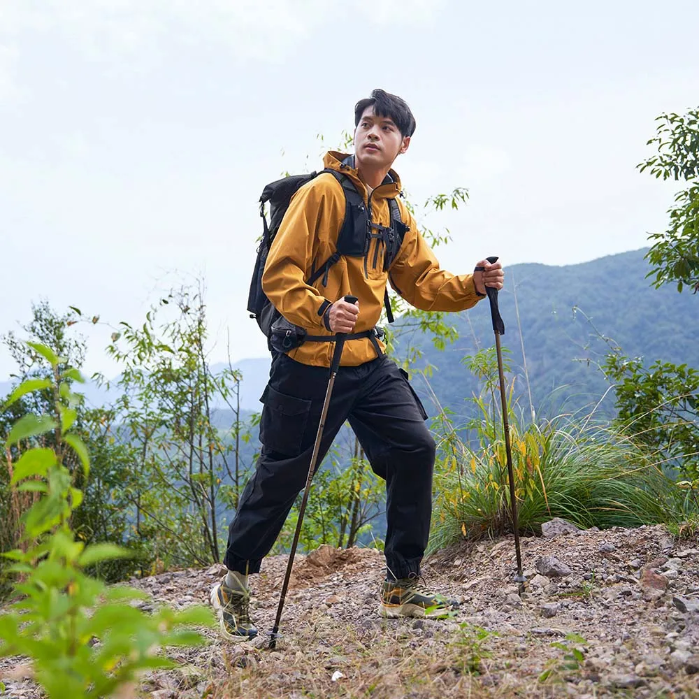 MOBI GARDEN Tongkat Trekking karbon, Ultra ringan lipat portabel Anti guncangan luar ruangan Backpacking mendaki 1 buah 144G/153G