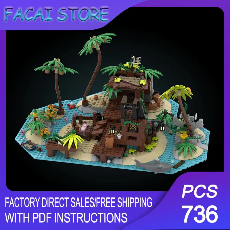 Pirate Fortress Model Moc Building Bricks Modular Barracuda Bay Island Technology Blocks Christmas DIY Toy Construction Gifts