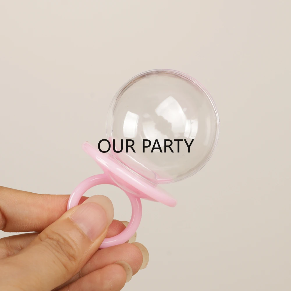 6Pcs Plastic Pacifier Nipple Candy Boxes Gender Reveal Theme Transparent Gift Packing Box for Baby Shower Birthday Party Decor