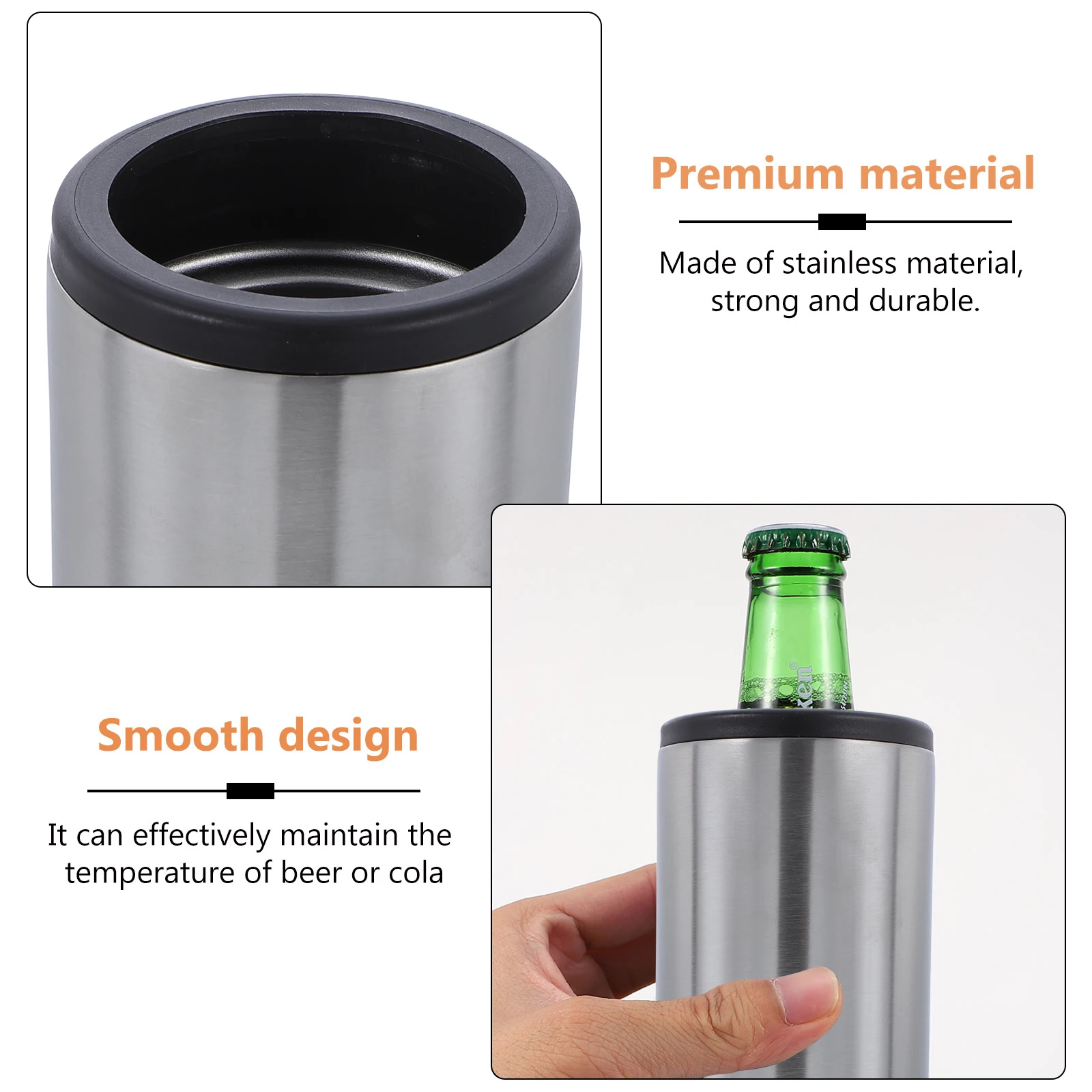

1pc Cup Beer Bottle Cover Stainless Steel Insulator Vacuum Can Cooling Household Travel Sports Gift