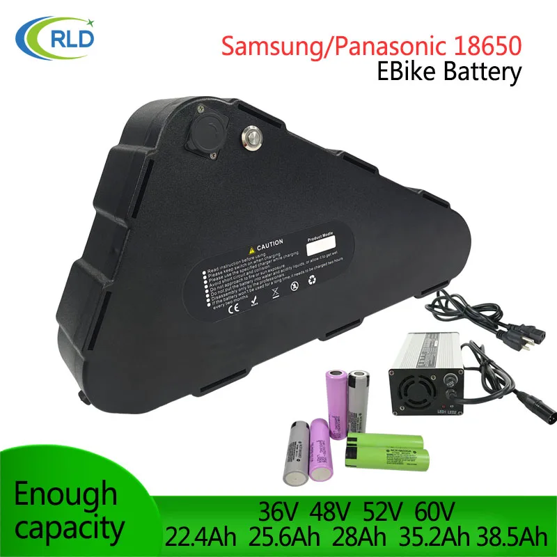 52V 60V Triangle EBike Battery Panasonic Samsung Battery Pack 36V 48V 35Ah 38Ah 25Ah 28Ah for 1800W 1500W 1000W Escooter Motor