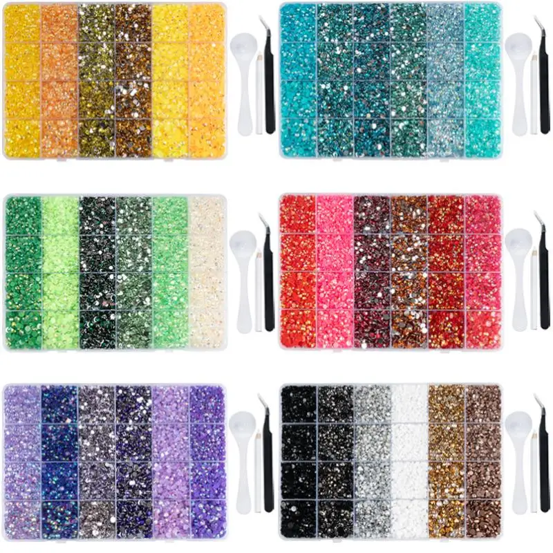 24-gird Color Series Resin Rhinestone Set Flatback Non Hotfix Crystal For DIY Clothing Nail Festival Art Decoration Accessories