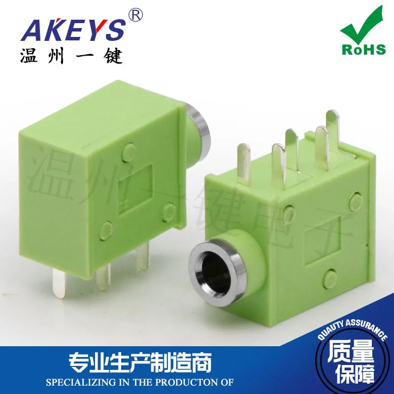 10pcs 3.5 headphone socket female audio interface PJ-325B half copper sleeve horizontal connector 5 Pins