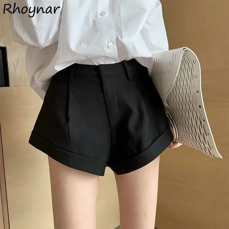 Black Shorts Women Slim High Waist Sexy Summer Casual Korean Style Female Streetwear Mature Fashion All-match Elegant Classic