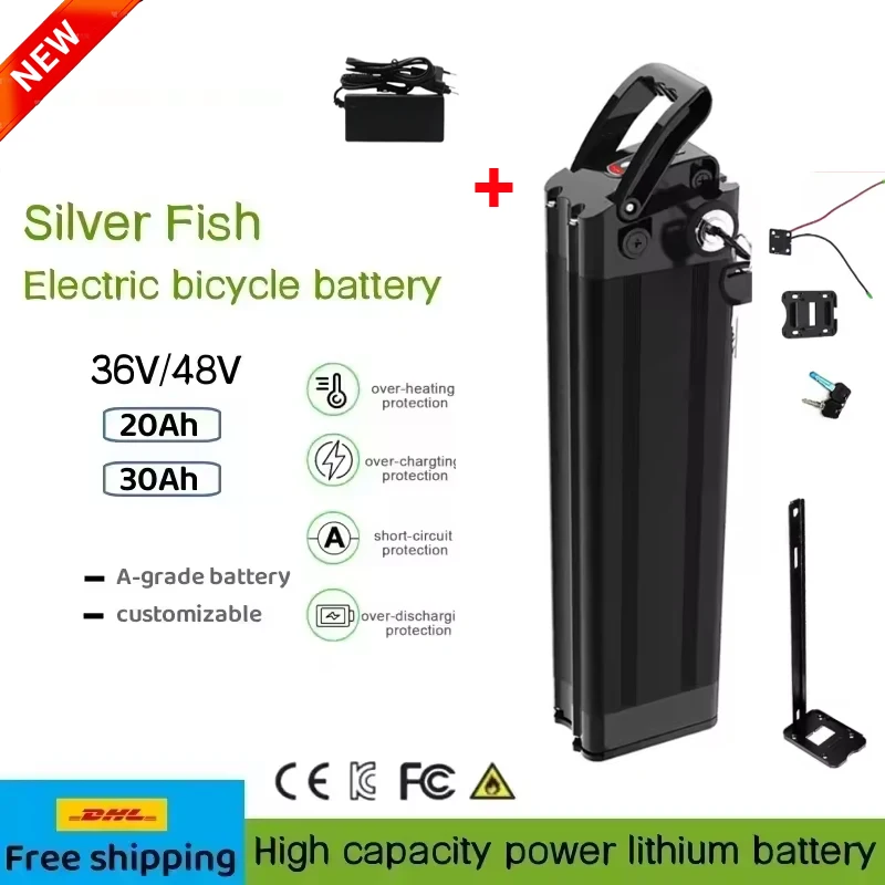 

36V/48V 20Ah/30Ah Battery 18650 Lithium Rechargeable Battery pack Built-in Bms for Silverfish 750W 1000W with 2A Charger