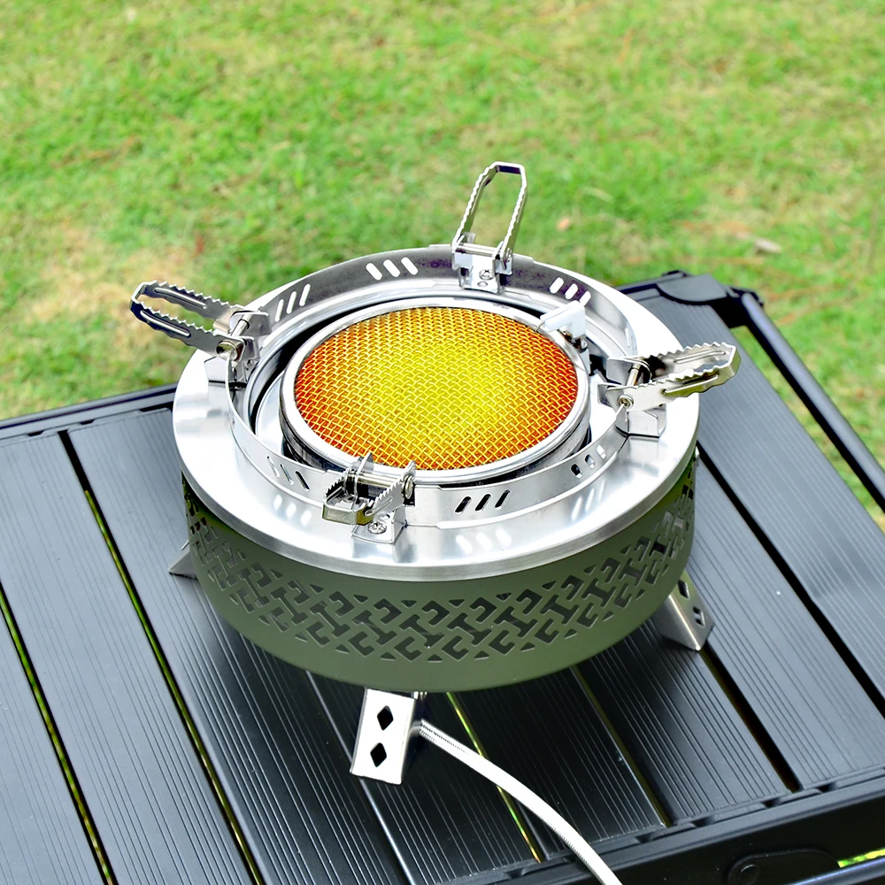 6800W Power Camping Infrared Stove Portable Split Burner Steady Valve Wind Shield Folding Legs Stove For Hiking Fishing