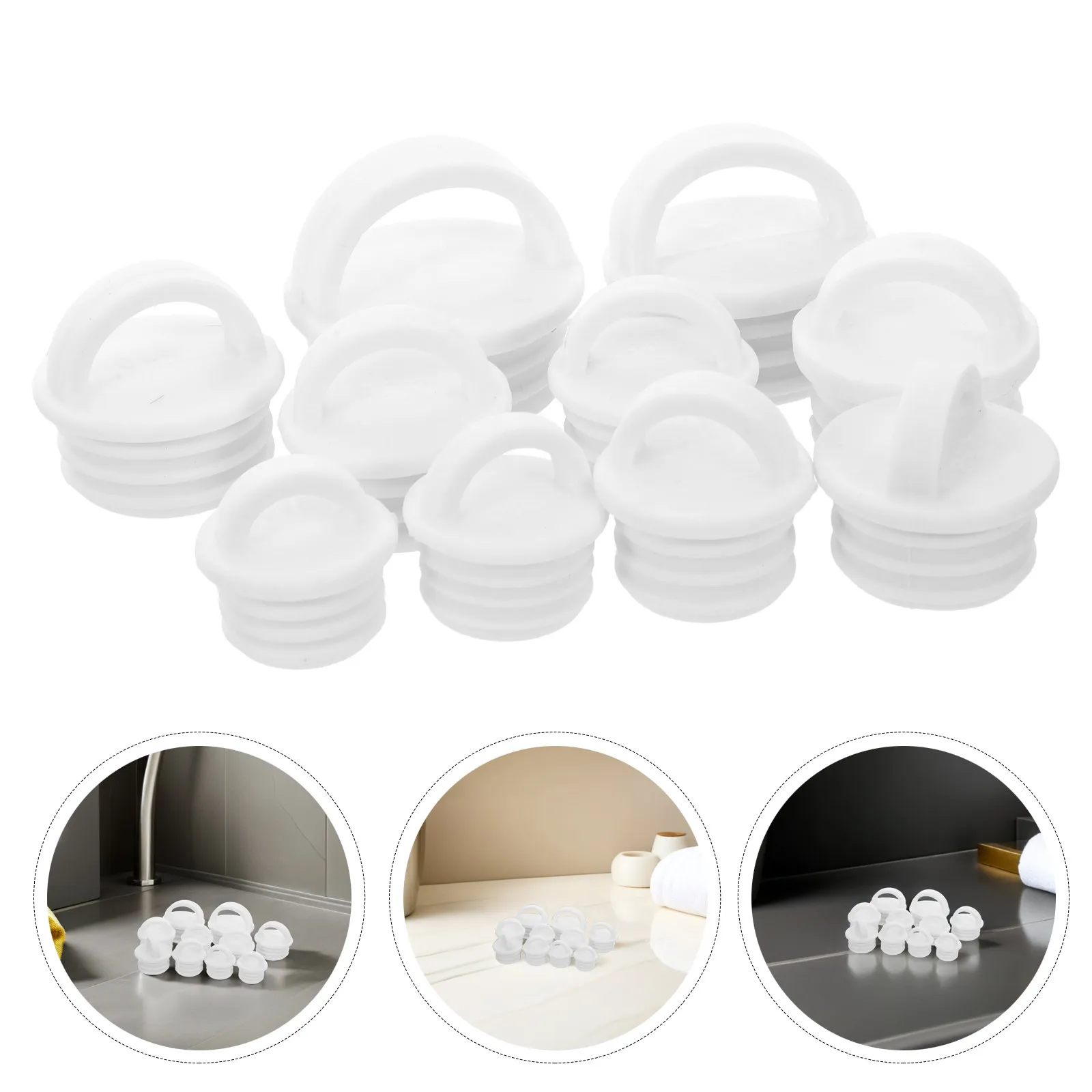 

10Pcs Mop Bucket Replacement Plugs Rubber Stopper Leakproof Drain Basket Sealing Plug Hole Diameter 1.85-3.35cm for Kitchen Sink