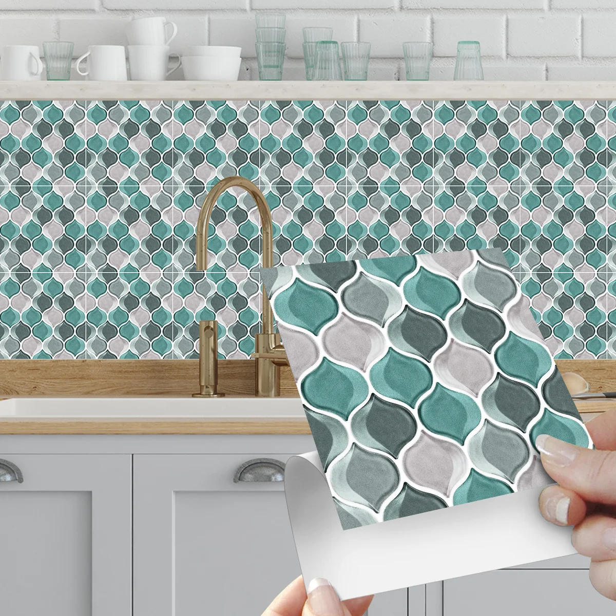 

Self adhesive PVC wall sticker Moroccan grid waterproof and scratch resistant home decoration wall sticker
