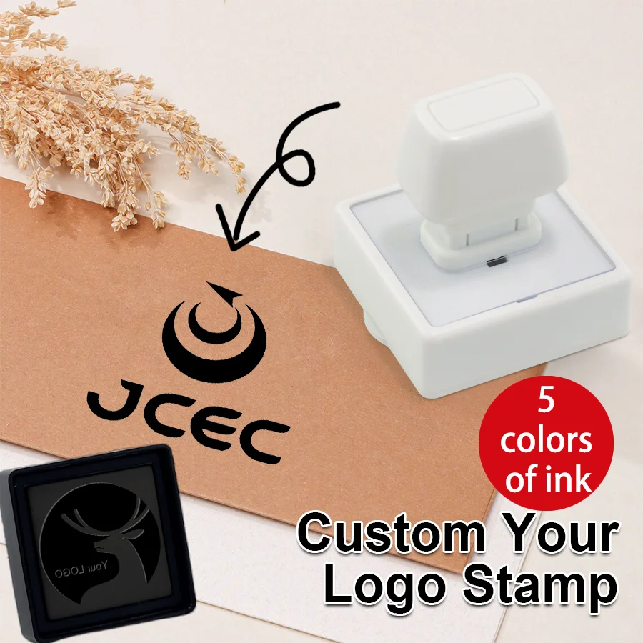 Custom Logo Square Stamp 5 Ink Colors - Self-Inking Professional Stamp for Business Wedding Invitations Corporate Branding