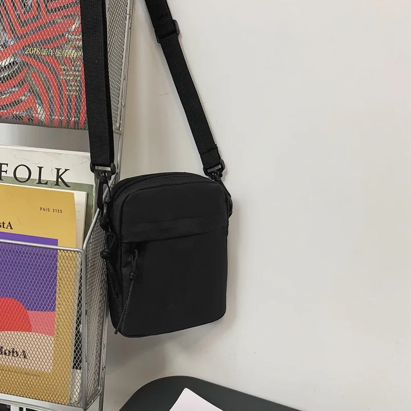 Bolsas de lona para homens, bolsa de ombro pequena com zíper, simples, casual