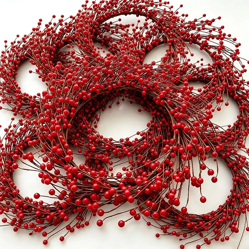 175CM Christmas Artificial Red Berry Garland Vine Christmas Tree Dining Table Fireplace Pendant Ornament Hanging Wreath Decor