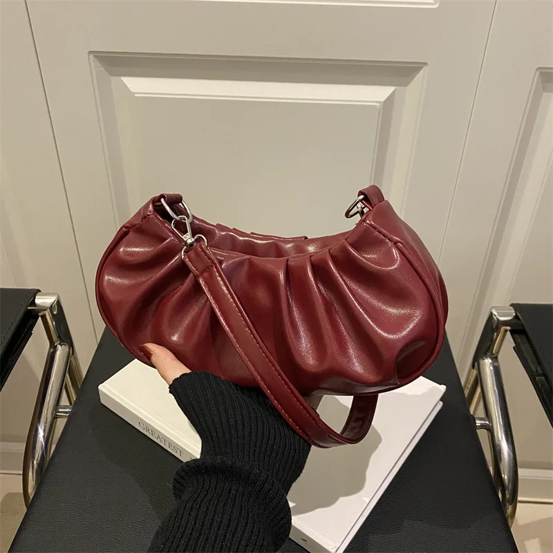 Summer Soft Surface Women's Underarm Bag Cloud Folded French Bread Single Shoulder High Aesthetic Value Diagonal Small Qualit...