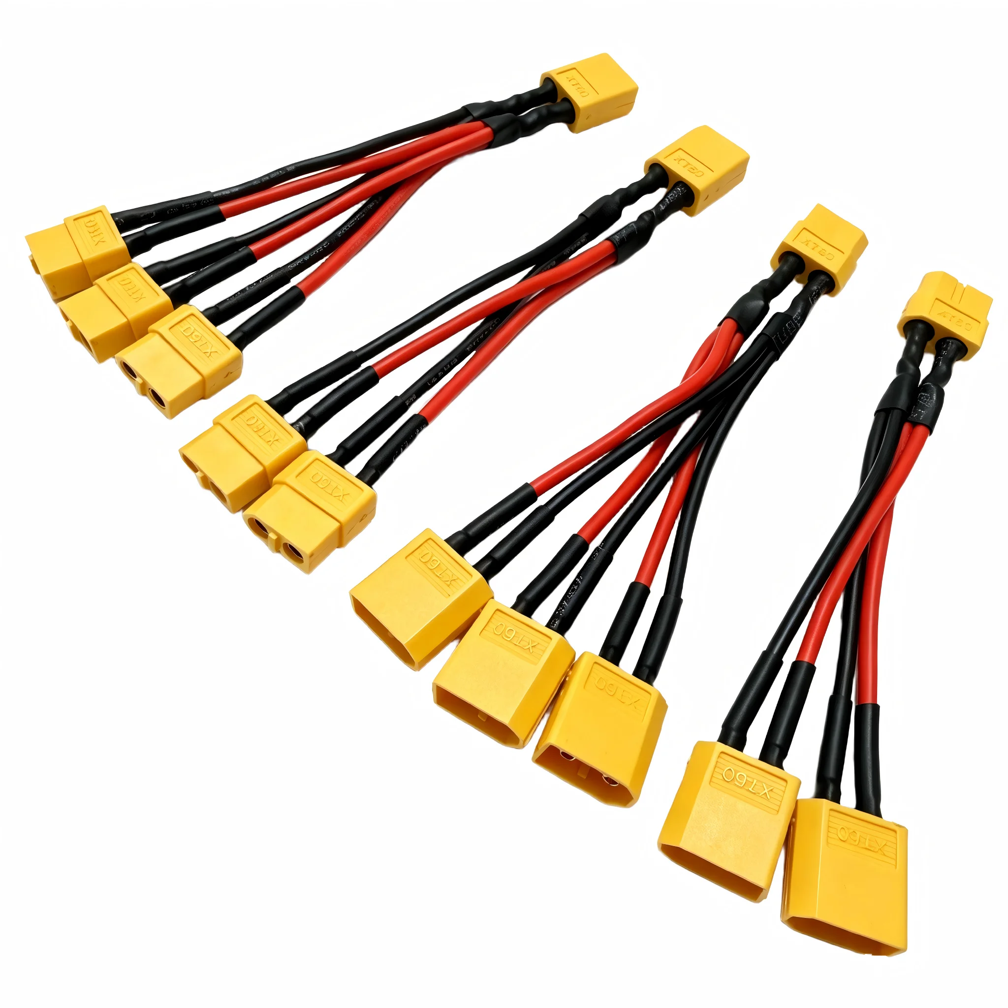 XT60 Parallel Battery Connector Male/Female Cable Dual Extension Y Splitter/ 3-Way 12 14AWG Silicone Wire for RC Battery Motor
