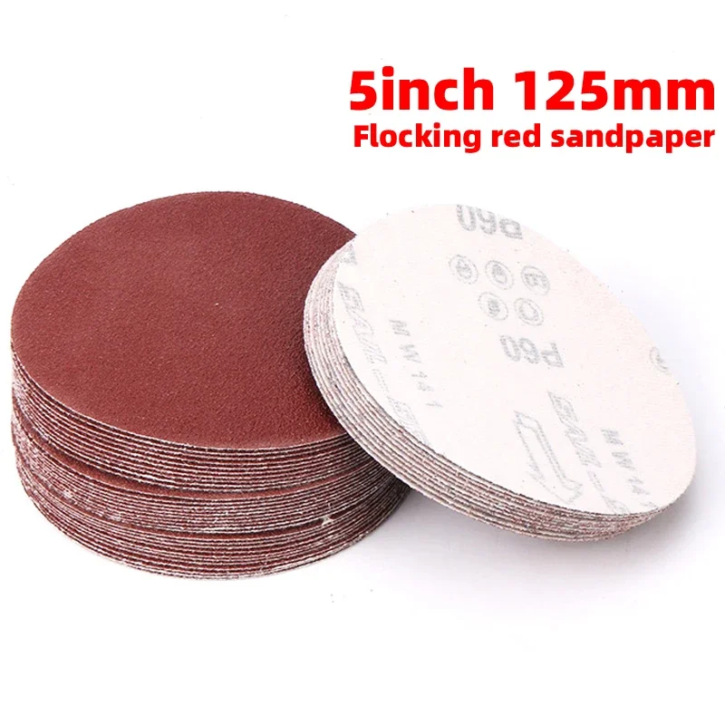 30pcs/Set 5Inch 125mm Round Hook and Loop Sandpaper Sanding Abrasive Disc with Backing Pad Drill Adaptor For Polishing Grinding